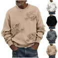 thumbnail image 1 of Hinvhai Men's Ripped Graphic Sweaters Distressed Round Neck Long Sleeve Knit Sweater Fall Pullover Top Khaki XL(XL), 1 of 4