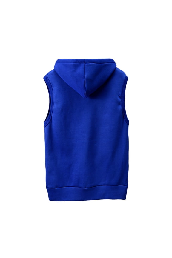 Men's Sleeveless Hoodies Full Zip Drawstring Hooded Tank Tops Casual Stretch Workout Cut off Muscle Athletic Jackets Blue XL(XL)