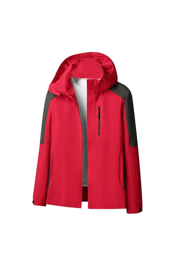Men's Softshell Jacket with Hood Waterproof Windbreaker Lightweight Rain Shell Jacket for Outdoor Hiking Travel Red 14(XXXL)