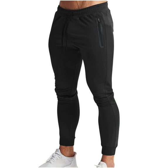 Hinvhai Men's Solid Color Sport Loose Pleated Small Legs Lace-up Solid Color Full Length Pants Black 12(XXXL)