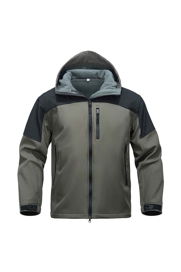 Men's Special Ops Military Tactical Soft Shell Winter Warm Fleece Lined Jacket Rain Hood Coat Hiking Snowboard Gray S(S)