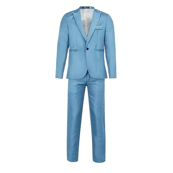 Hinvhai Men's Suit Jacket Suit Pants Two-piece Suit On Sky Blue 10(XL)