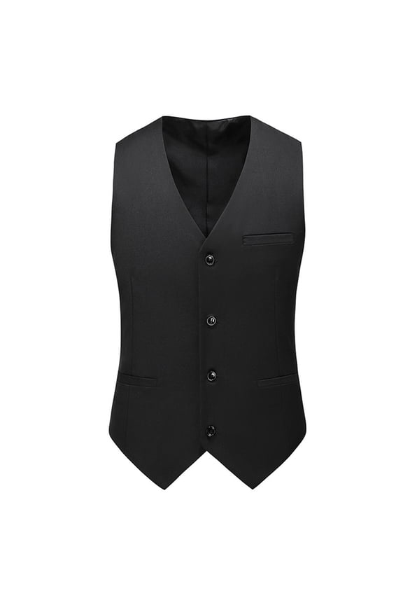 Men's Suit Vests Casual formal Dress Vest Business Slim Fit Waistcoat Vest with 3 Real Pockets for Suits Tuxedo Black 8(XL)