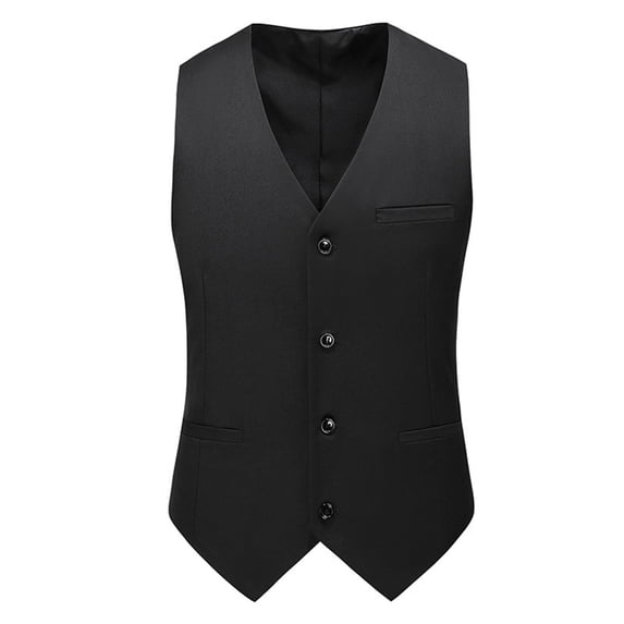 Hinvhai Men's Suit Vests Casual formal Dress Vest Business Slim Fit Waistcoat Vest with 3 Real Pockets for Suits Tuxedo Black 8(XL)