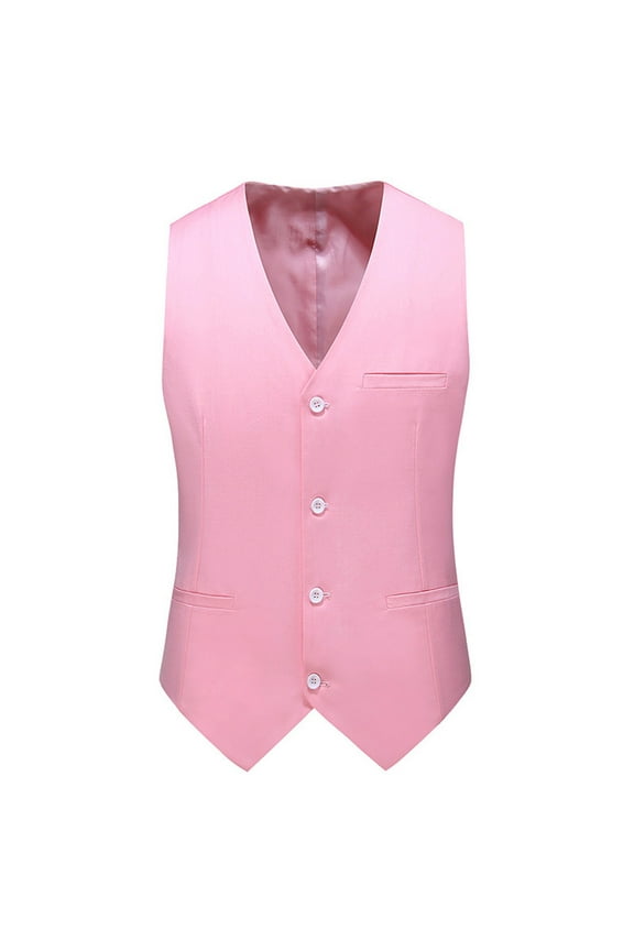 Men's Suit Vests Casual formal Dress Vest Business Slim Fit Waistcoat Vest with 3 Real Pockets for Suits Tuxedo Pink 12(XXXL)