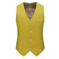 thumbnail image 1 of Hinvhai Men's Suit Vests Casual formal Dress Vest Business Slim Fit Waistcoat Vest with 3 Real Pockets for Suits Tuxedo Yellow 6(L), 1 of 4