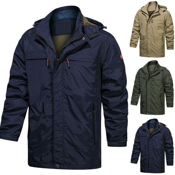 Hinvhai Men's Tactical Jacket Pockets Performance Fleece Lined Water Resistant Ski Snow Soft Shell Winter Coats Khaki 10(XL)