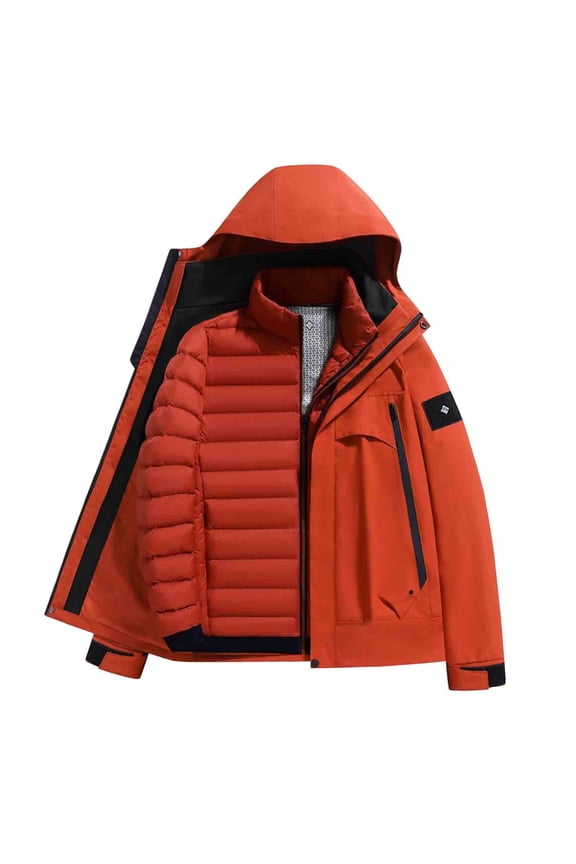 Men's Tactical Soft Shell Jacket Plus Velvet Windproof Winter Warm Coat Hoodie Mountain Windbreaker Red XS(XS)