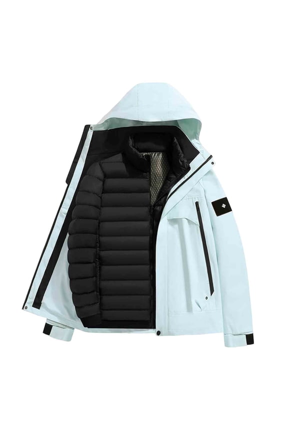 Men's Tactical Soft Shell Jacket Plus Velvet Windproof Winter Warm Coat Hoodie Mountain Windbreaker Sky Blue XS(XS)