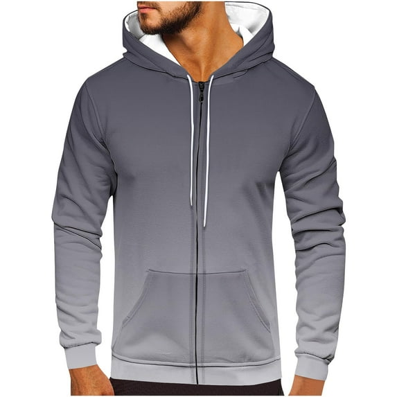Hinvhai Men's Tie-dyed Sweatshirts Casual Zip Up Hoodies Pullover Long Sleeve Hooded Sweatshirts Fashion Hoodies Gray 6(M)