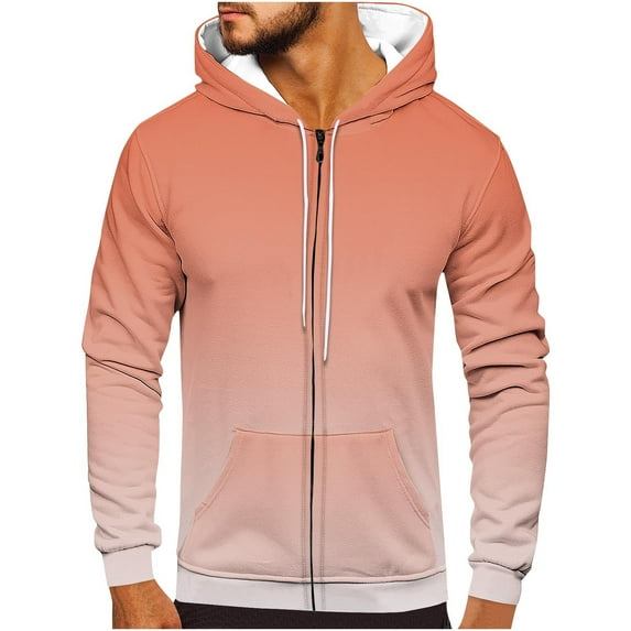 Hinvhai Men's Tie-dyed Sweatshirts Casual Zip Up Hoodies Pullover Long Sleeve Hooded Sweatshirts Fashion Hoodies Orange 12(XXL)