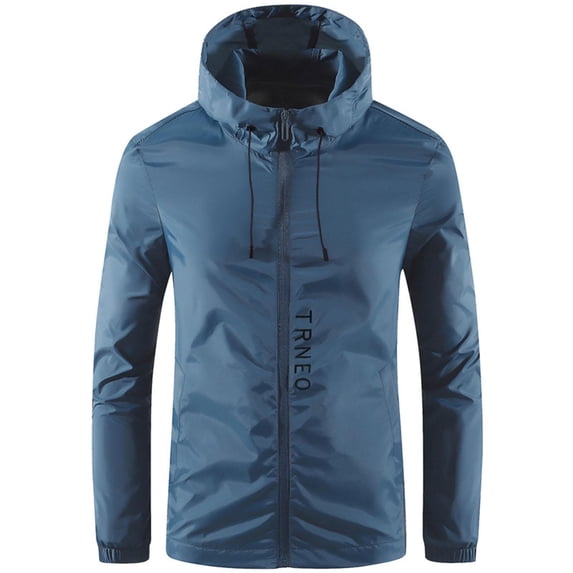 Hinvhai Men's UPF 50+ Sun Protection Outdoor Lightweight Full Zip Hoodie Jacket Long Sleeve Fishing Hiking Performance Shirt Blue 10(XL)