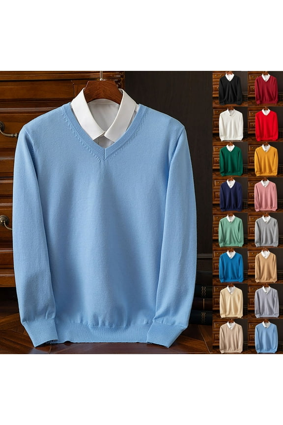 Men's V Neck Sweater Lightweight Knitted Pullover Sweaters Yellow XL(XL)