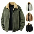 thumbnail image 1 of Hinvhai Men's Vintage Fleece Sherpa Lined Corduroy Denim Trucker Jackets Lapel Button Down Thickened Winter Coats Coffee XL(XL), 1 of 9