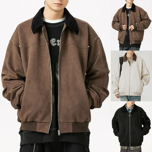 Hinvhai Men's Vintage Fleece Sherpa Lined Corduroy Denim Trucker Jackets Lapel Button Down Thickened Winter Coats White 12(XL)