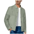 thumbnail image 1 of Hinvhai Men's Work Cargo Jackets Long Sleeve Coat Solid Color Buttons Lapel Casual Overcoat Green 4(S), 1 of 7