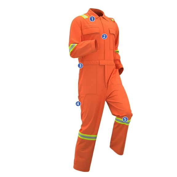 Hinvhai Men's Work Coverall High Visibility Overalls Mechanics Coveralls Workwear Jumpsuit with Multi Pockets Orange XXXXXL(XXXXXL)