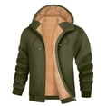 thumbnail image 1 of Hinvhai Men's Zip Up Sherpa Lined Hoodies Thick Fleece Jacket Windproof thermal Zipper Sweatshirt Green XXL(XXL), 1 of 9