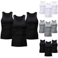 thumbnail image 1 of Hinvhai Mens 3 Pack Body Shaper Slimming Tummy Vest thermal Compression Shirt Tank Top Shapewear White XL(XL), 1 of 6