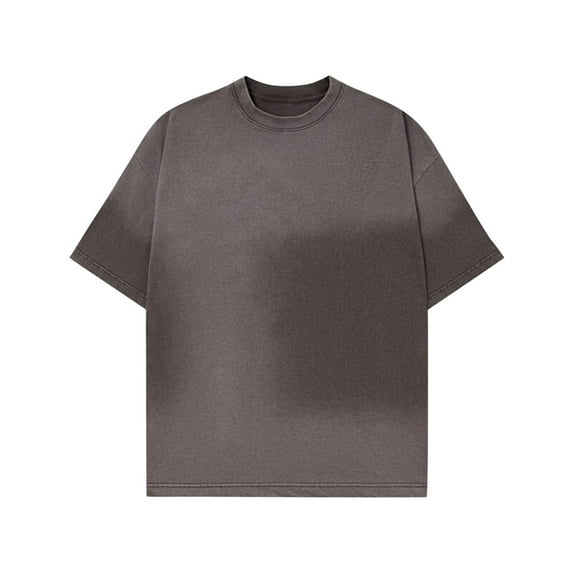 Hinvhai Mens Acid Wash T-Shirt Oversized Unisex Cotton Vintage Tees Short Sleeves Casual Shirt for Men Coffee L(L)