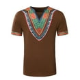 thumbnail image 1 of Hinvhai Mens African Dashiki T Shirt Tribal Floral Print V Neck Slim Fit Shirts Tops Coffee 8(L), 1 of 3