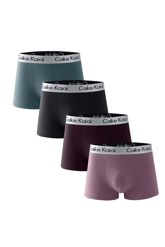 Mens Boxer Briefs -4Pack Stretch Performance Mens Underwear Boxers with Functional Fly Pouch Black 12-14(L)