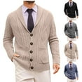 thumbnail image 1 of Hinvhai Mens Cable Knit Cardigan Sweater Shawl Collar Loose Fit Long Sleeve Casual Cardigans Navy XL(XL), 1 of 3