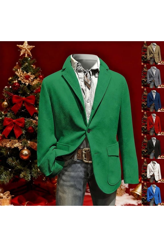 Mens Corduroy Blazer Vintage Suit Jacket Casual formal 2 Button Notch Lapel Sport Coat Long Sleeve Wedding Coats White XL(XL)