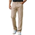 thumbnail image 1 of Hinvhai Mens Cotton Linen Blend Golf Dress Pants, Flat Front, Durable Twill, Regular Fit, Breathable & Lightweight Khaki, 1 of 7
