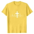 thumbnail image 1 of Hinvhai Mens Cross Printed T Shirts Cotton Casual Short Sleeve Round Neck Pullover Shirt Lightweight Fashion Daily Blouse Plus Size Yellow XXL(XXL), 1 of 4