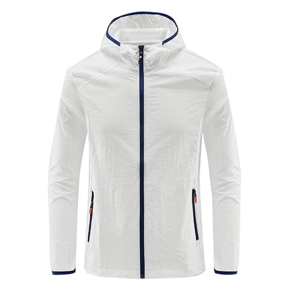 Hinvhai Mens Cycling Rain Jacket Outdoor Lightweight Waterproof Packable Soft Shell Windbreaker Jacket for Hiking Golf Running White XXL