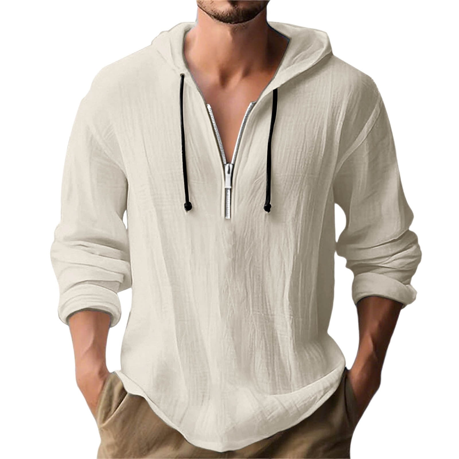 Hinvhai Mens Fashion Casual Solid Color Simple Casual A quarter Zipper Hinvhai Mens Fashion Casual Solid Color Simple Casual A quarter Zipper