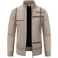 thumbnail image 1 of Hinvhai Mens Fleece Lined Cardigan Sweater Stand Collar Full Zip Knitted Long Sleeve Active Jackets Warm Winter Thick Outwear Beige 10(XL), 1 of 9