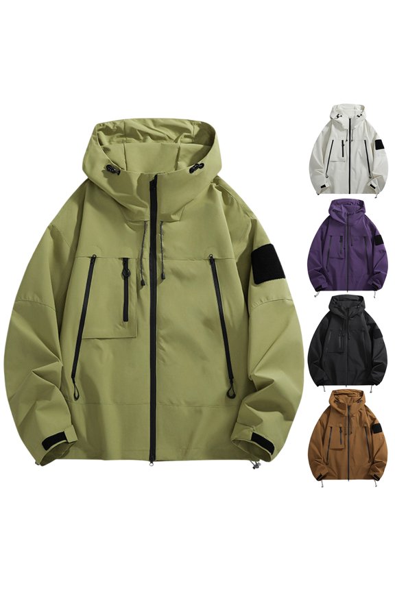 Mens Jackets Casual Lightweight Color Block Hooded Jacket Men – Summer Jackets for Men UK, Stylish Mens Summer Jacket, White 10(XL)