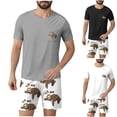 thumbnail image 1 of Hinvhai Mens Pajama Set, Soft Cotton V-Neck Short-Sleeve T-Shirt & Shorts Summer PJ Set for Sleeping White XL(XL), 1 of 6