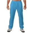 thumbnail image 1 of Hinvhai Mens Pants Clearance, Men's Loose Solid Half Waist Pockets Long Pants Blue 8(L), 1 of 9