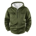 thumbnail image 1 of Hinvhai Mens Quarter Zip Hoodies Long Sleeve Pullover Tactical Cargo Sweatshirt Workout Hoodie with Pockets Army Green XXXL(XXXL), 1 of 2