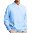 thumbnail image 1 of Hinvhai Mens Quarter Zip Pullover Mock Neck Sweatshirt Long Sleeve Sweatshirt Half Zip Pullover with Pocket Light Blue S(S), 1 of 6
