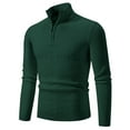thumbnail image 1 of Hinvhai Mens Quarter Zip Sweater Long Sleeve Cable Knit Mock Neck Polo Soft Casual Pullover Sweaters Green 12(XL), 1 of 7