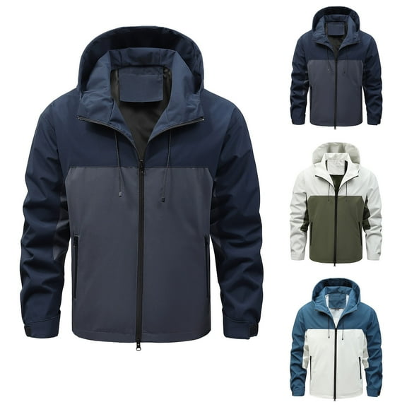 Hinvhai Mens Skiing Jackets with Hoode Snowboarding Waterproof Fleece Liner Coats Windproof Winter Raincoat Multi Pockets Navy 10(XL)