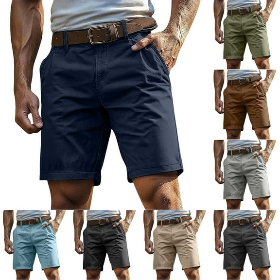 Hinvhai Mens Slim Fit Shorts Summer Casual Short Cotton Linen Chino with Pocket Sky Blue XL(XL)