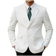 thumbnail image 1 of Hinvhai Mens Solid Color Notched Lapel Double Breasted Suit Jacket Blazer White M(M), 1 of 3