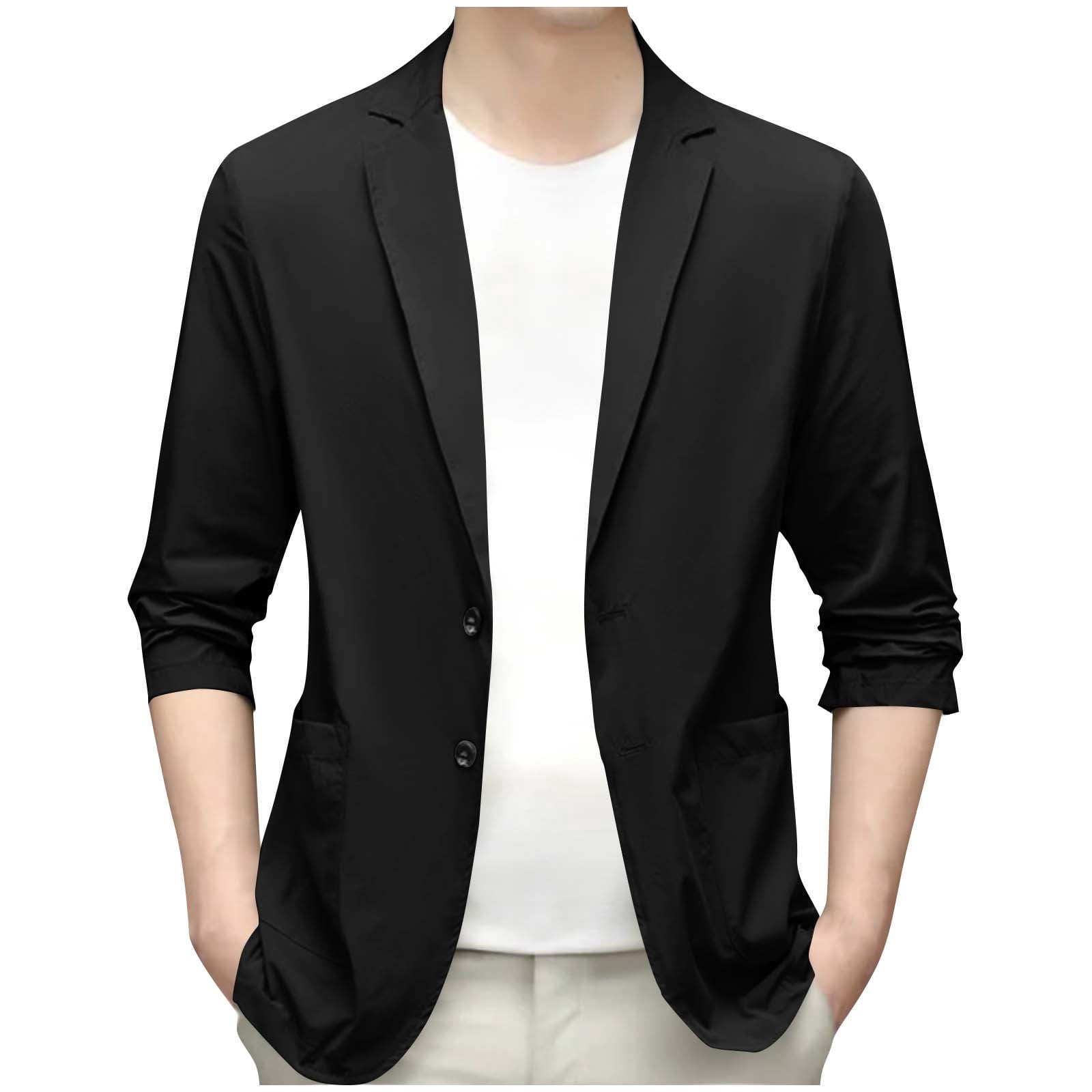 Hinvhai Mens Suit Jackets Casual Two Button Slim Fit Blazers Suit ...
