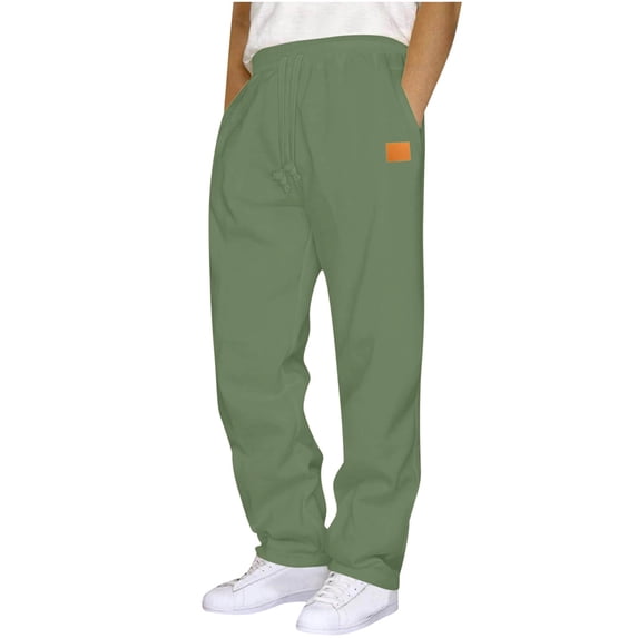 Hinvhai Mens Sweatpants Baggy Track Pants Drawstring Elastic Waisting Pants with Pockets Workout Athletic Joggers Army Green S(S)