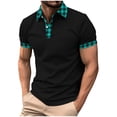 thumbnail image 1 of Hinvhai Mens Textured Knit Polo Shirts Regular Fit Stretchy Golf Shirts Black M(M), 1 of 5