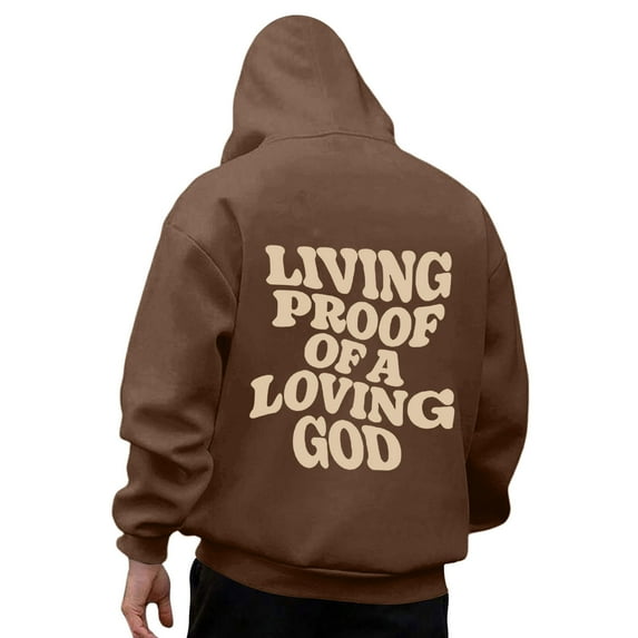 Hinvhai Mens Vintage Hooded Sweatshirts Jesus Cross Print Long Sleeve Hoodies Casual Sweat Shirts Christian Pullover Tops Brown XXL(XXL)