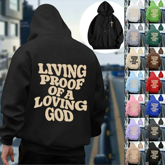 Hinvhai Mens Vintage Hooded Sweatshirts Jesus Cross Print Long Sleeve Hoodies Casual Sweat Shirts Christian Pullover Tops White XL(XL)