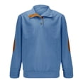 thumbnail image 1 of Hinvhai Mens Warm Corduroy Sweatshirt Casual Stand Collar Quarter Fall Button Pullover Sweaters Long Sleeve with Pockets Sky Blue L(L), 1 of 4