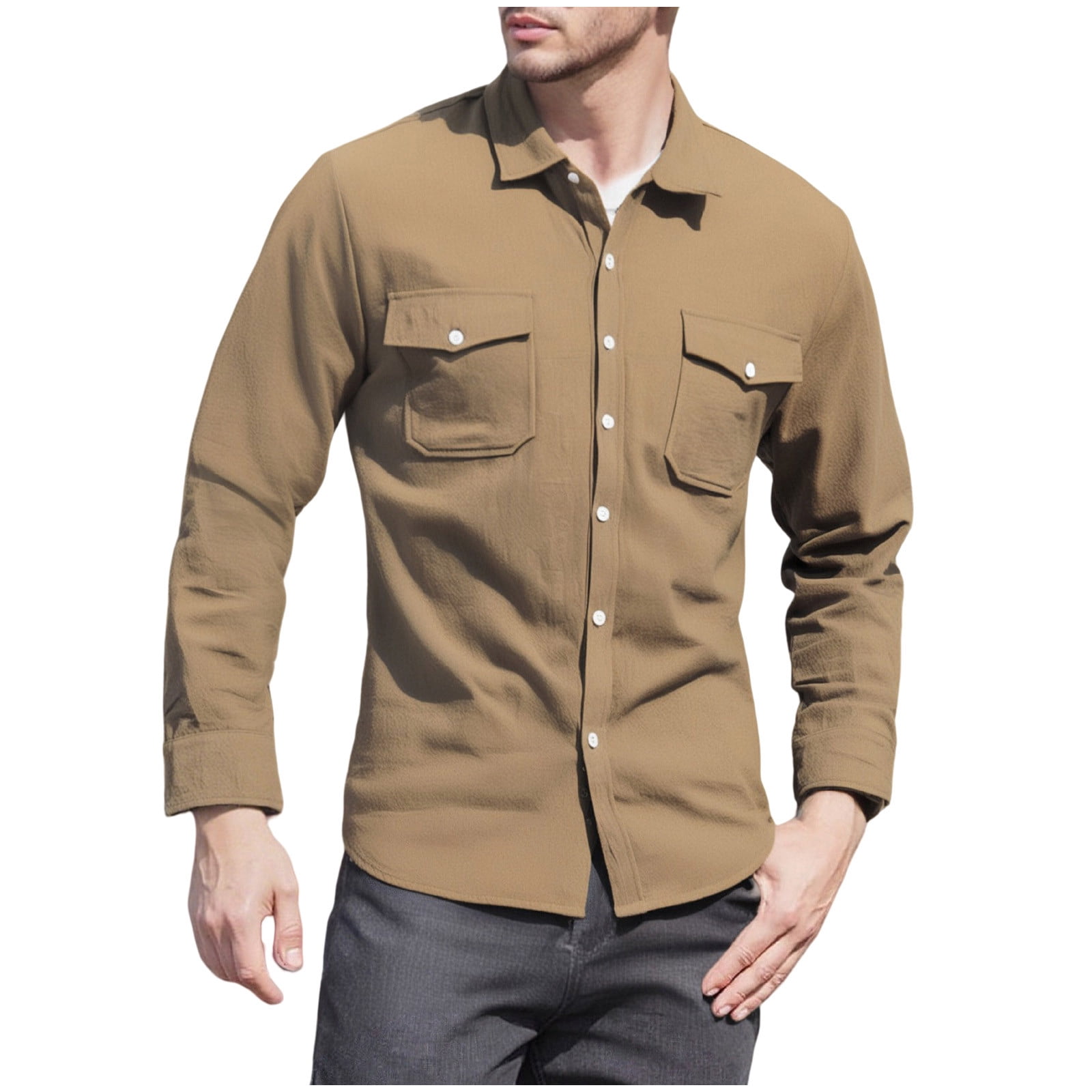 Hinvhai Mens Western Cowboy Shirts Button Up Shirts Long Sleeve Work ...