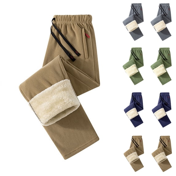 Hinvhai Mens Winter Fleece Pants Warm Sherpa Lined Sweatpants with Pockets Navy XL(XL)